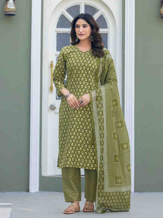 Fully Stiched Cotton  Kurti Pant Dupatta