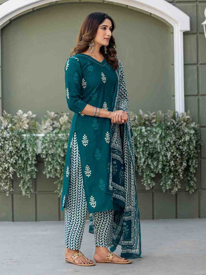 Fully Stiched Cotton  Kurti Pant Dupatta