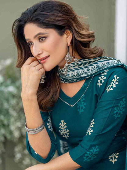 Fully Stiched Cotton  Kurti Pant Dupatta