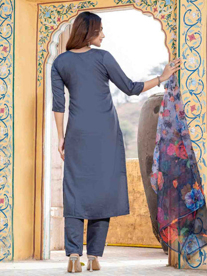 Fully Stiched Hand Worked Silk Kurti Pant Dupatta