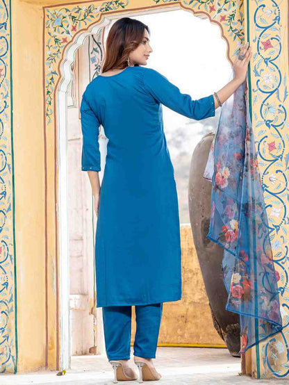 Fully Stiched Hand Worked Silk Kurti Pant Dupatta