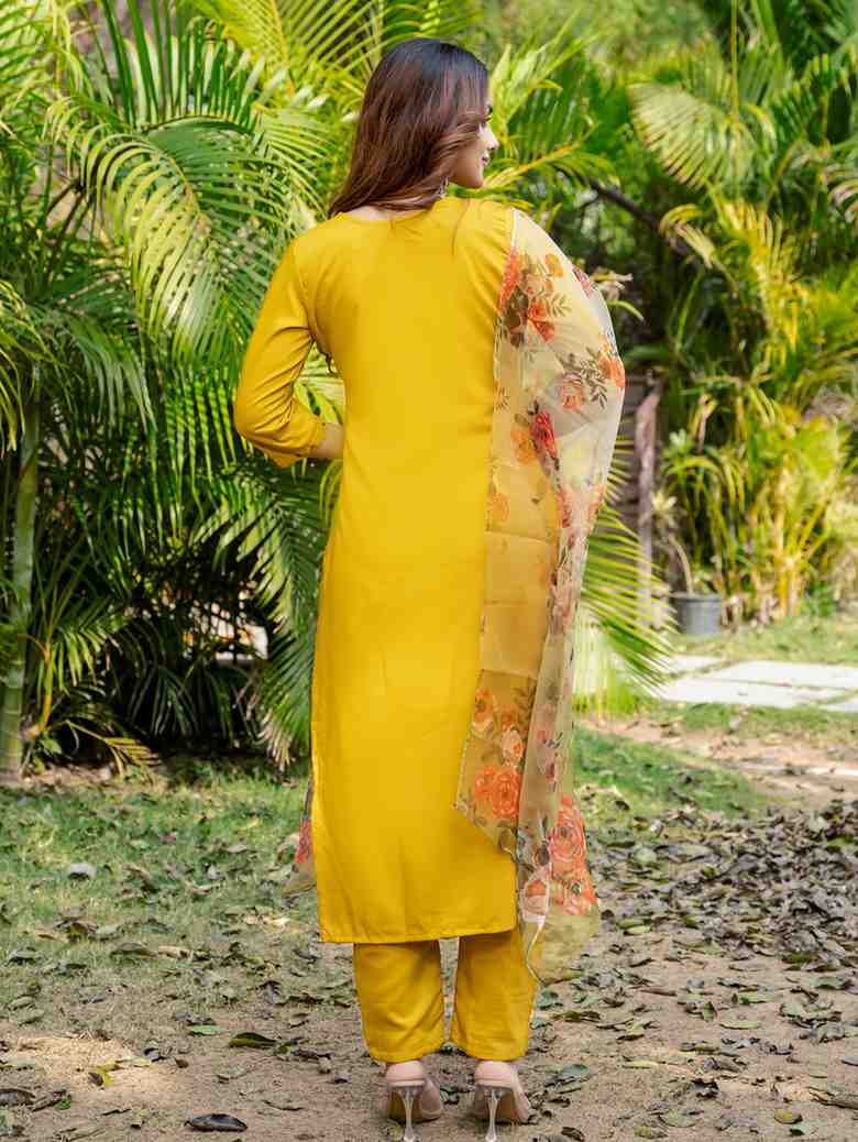Fully Stiched Hand Worked Silk Kurti Pant Dupatta