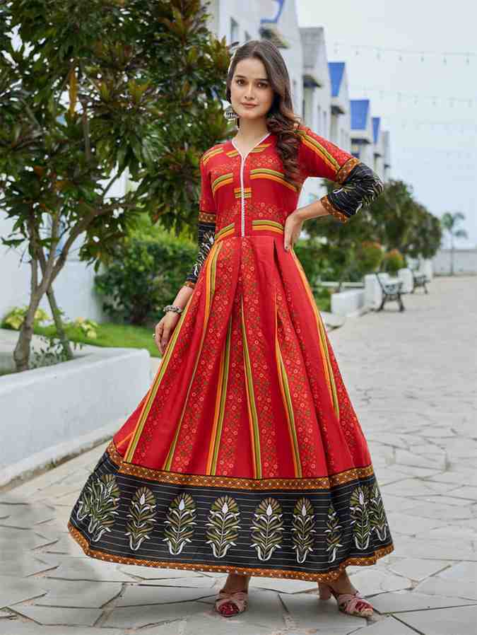 Fully Stiched Rayon Anarkali Gown