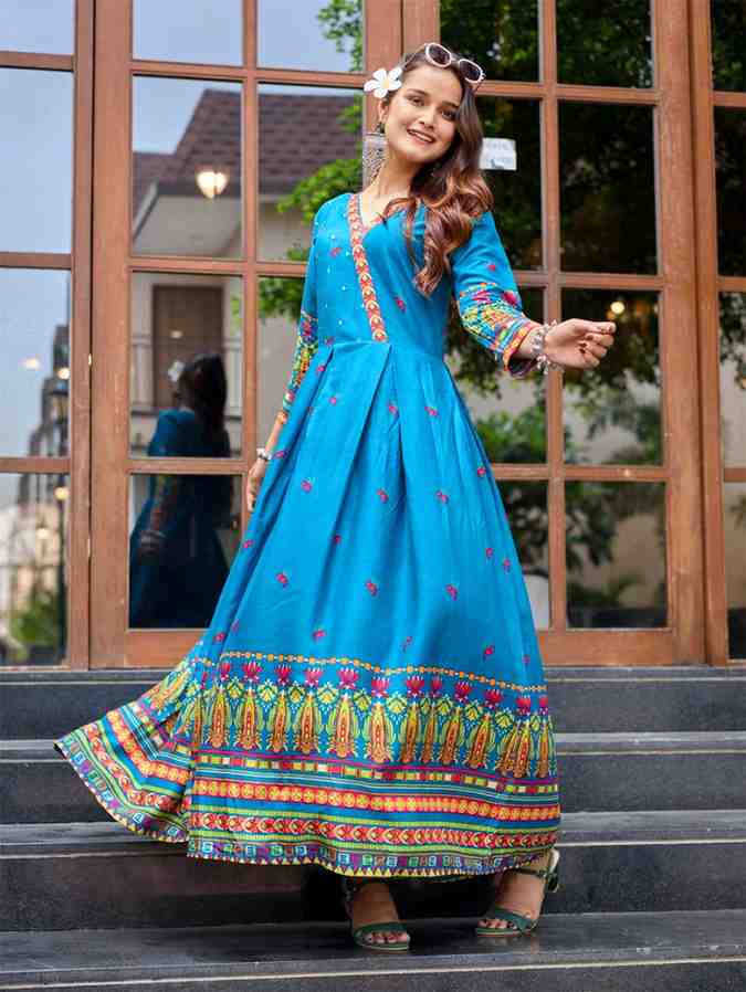 Fully Stiched Rayon Anarkali Gown