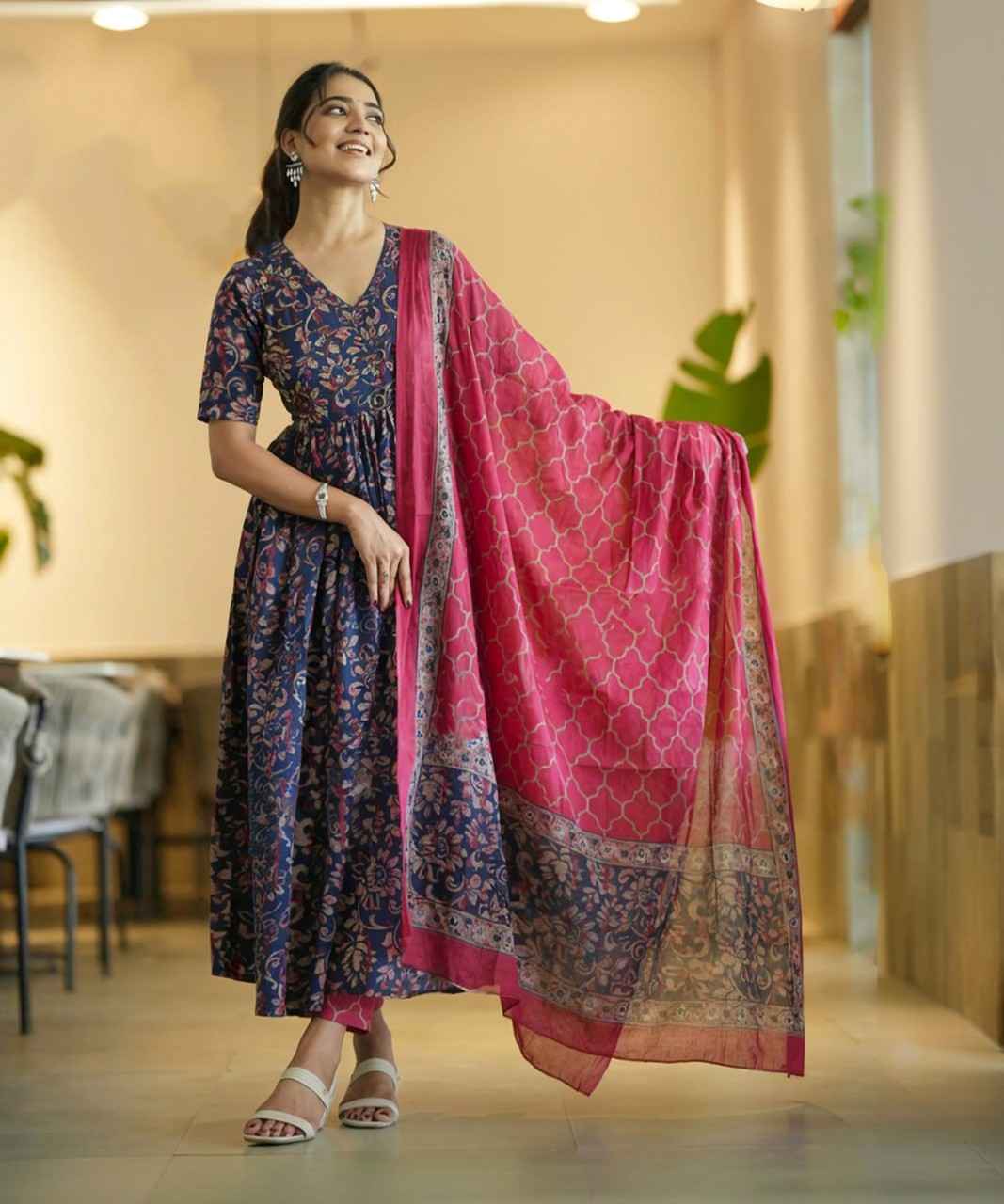 Fully Stiched Rayon Printed Kurti Pant Dupatta