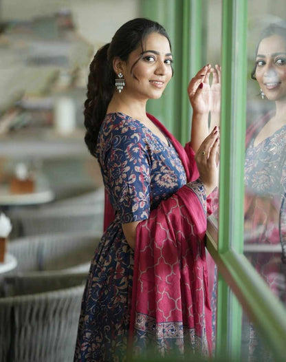 Fully Stiched Rayon Printed Kurti Pant Dupatta