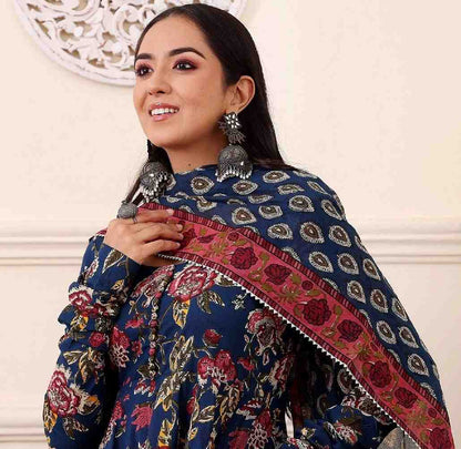 Fully Stiched Rayon Printed Kurti Pant Dupatta
