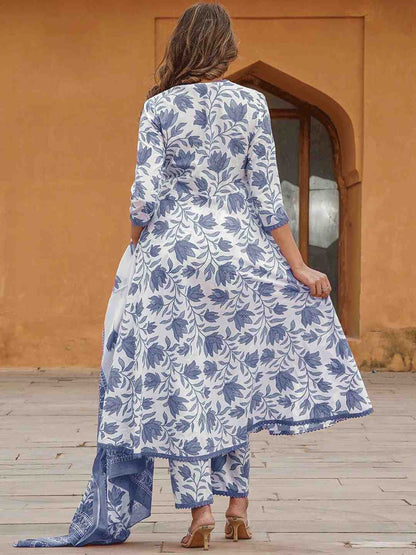 Fully Stiched Rayon Printed Kurti Pant Dupatta