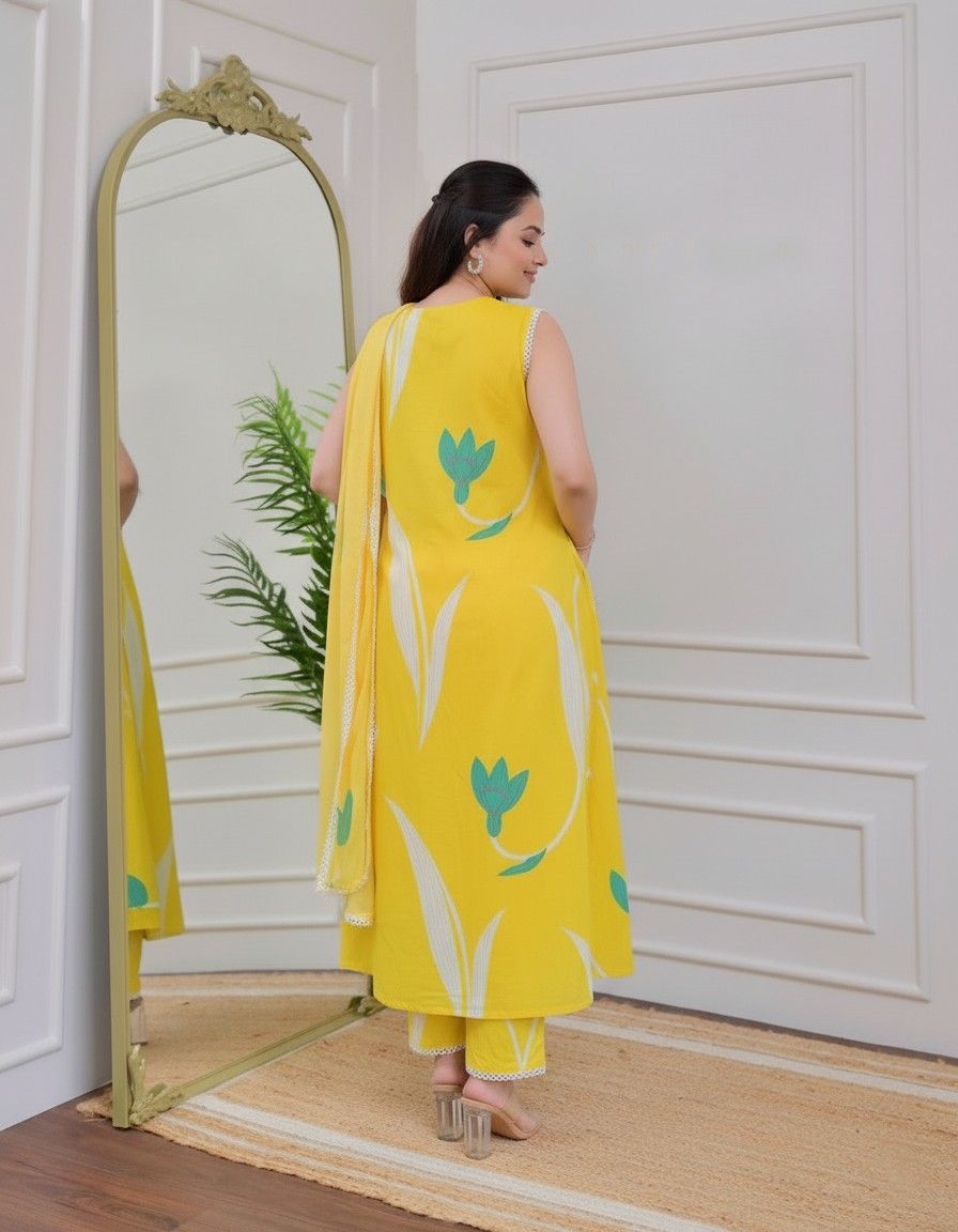 Fully Stiched Rayon Printed Kurti Pant Dupatta