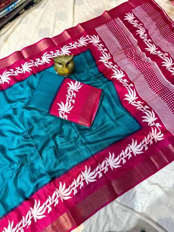 Women's Teal Blue Traditional Saree with Designer Pallu