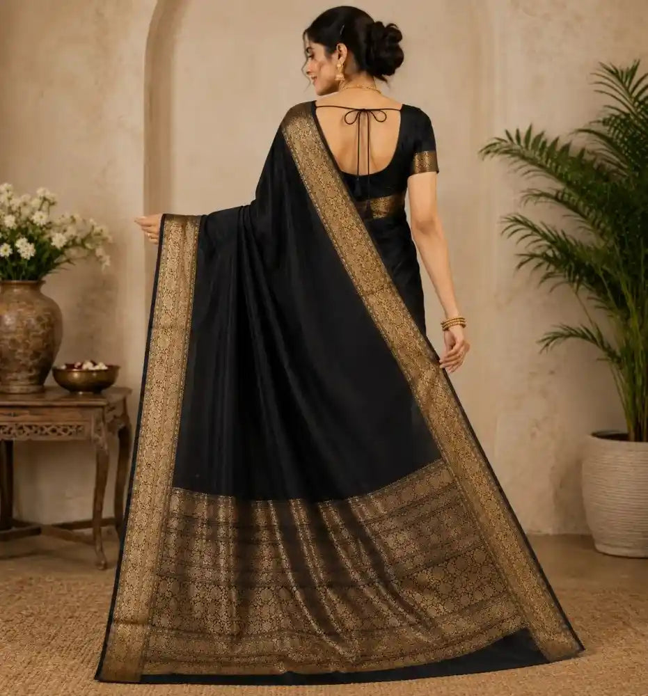 Handcrafted Black Organza Saree