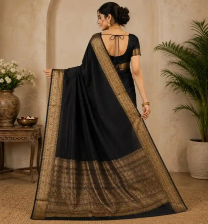 Handcrafted Black Organza Saree