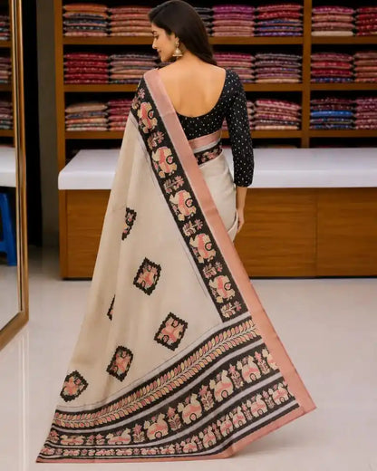 Premium Bapta Tissue Saree with Blouse Piece