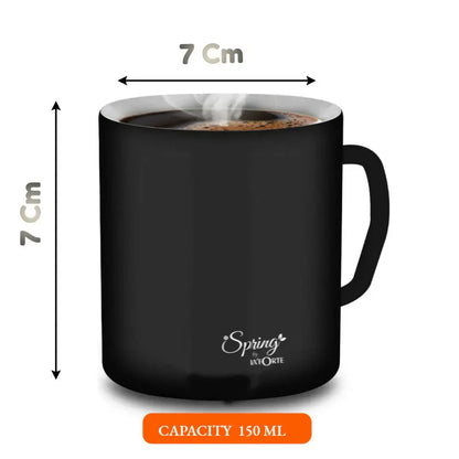 Knife set with steel double wall mugs combo front view
