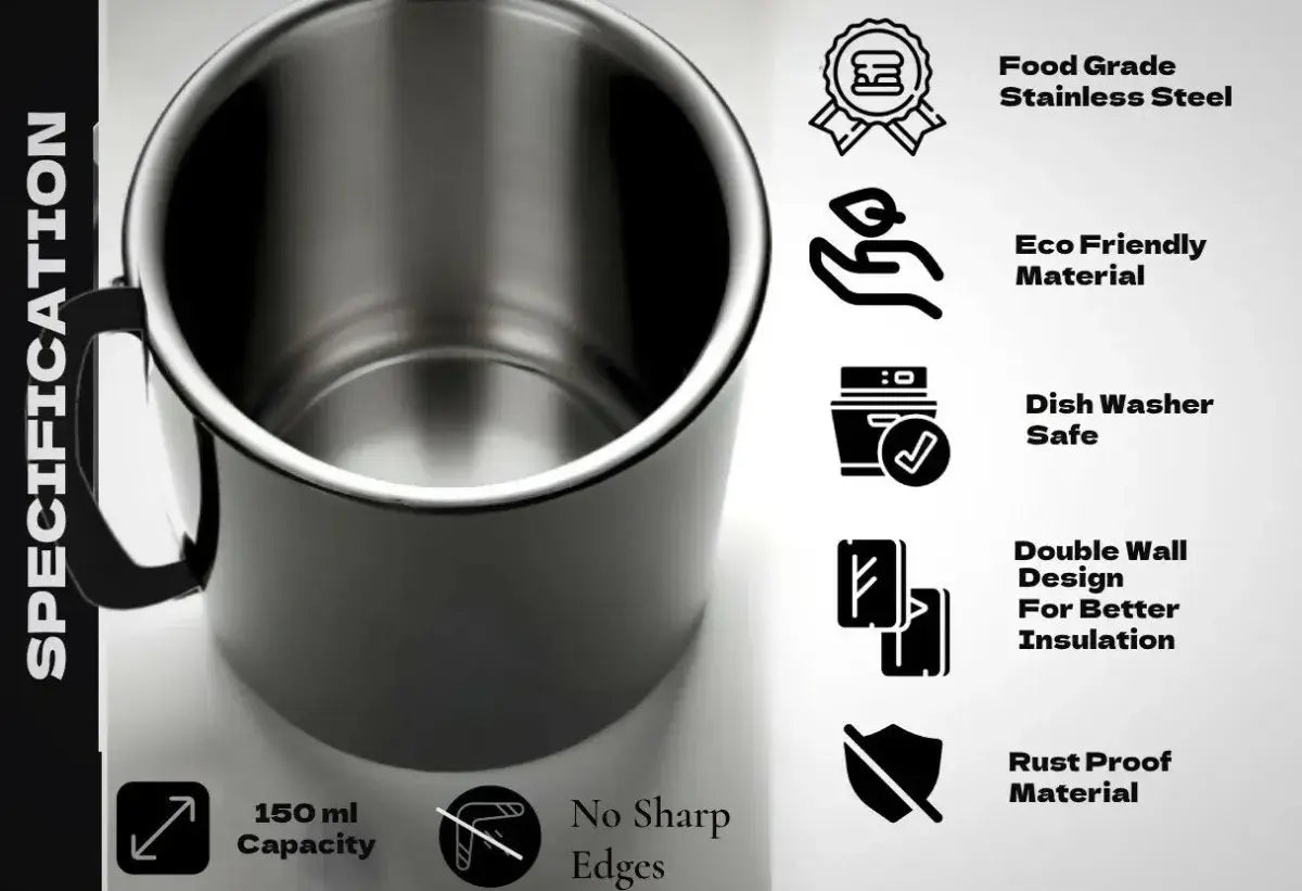 Stainless steel tea coffee mugs kitchen set