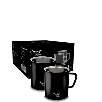 3 piece knife set with steel double wall mugs combo kitchen and tea coffee set