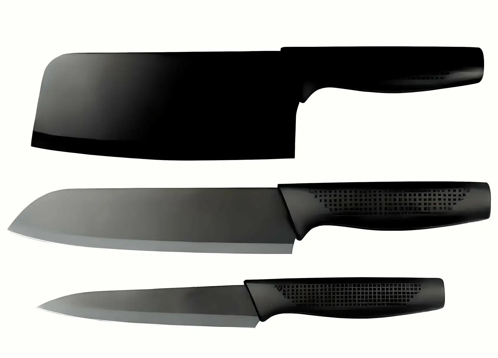 3 piece kitchen knife set with tea coffee mugs