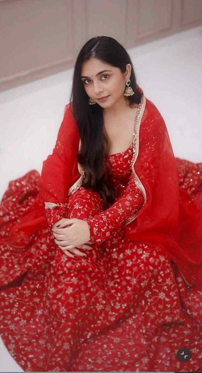 Heavy blooming georgette Anarkali gown for women
