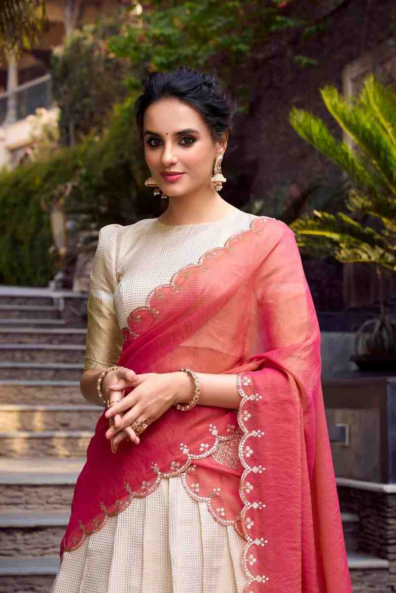 Women’s festive lehenga with zari shimmer dupatta