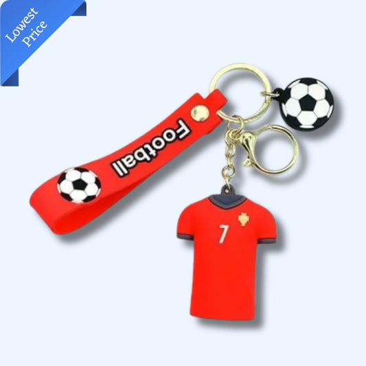 Soccer Jersey 7 Keychain with Rubber Strap & Ball – Stylish & Durable
