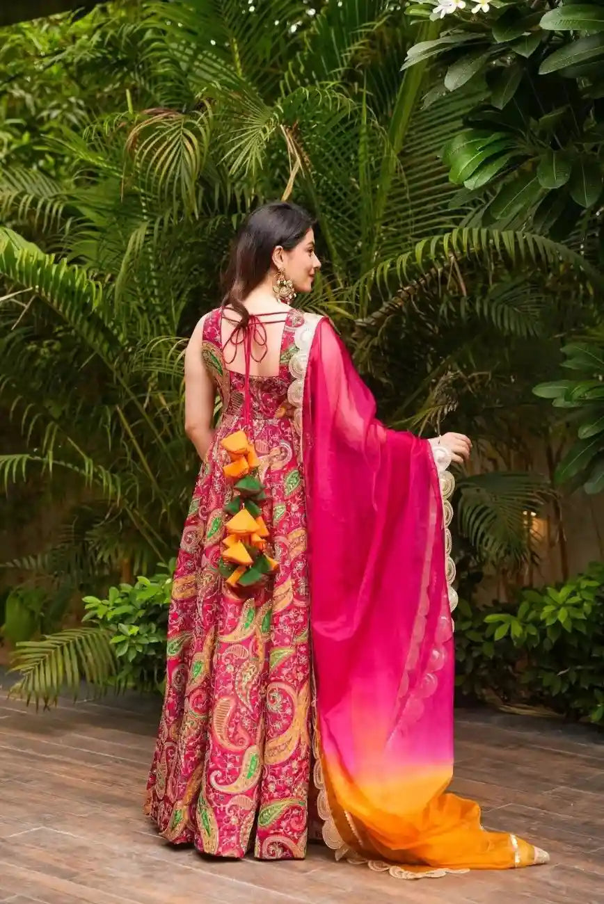 Anarkali gown Jimmy organza Silk