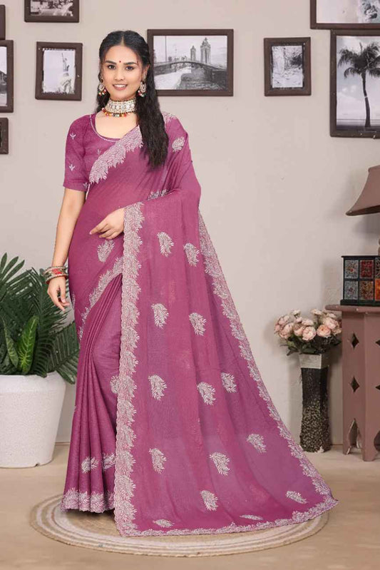 Khodal Fashion Kavya Luxury Embroidered Georgette Saree with Mirror Work