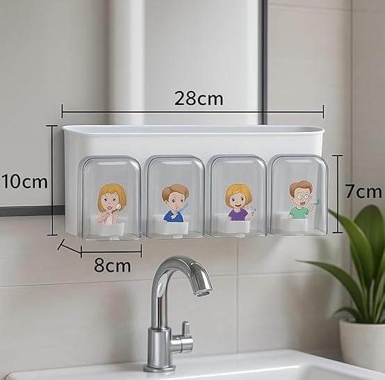 Wall Mounted Toothbrush Holder for Bathroom | Brush and Paste Holder