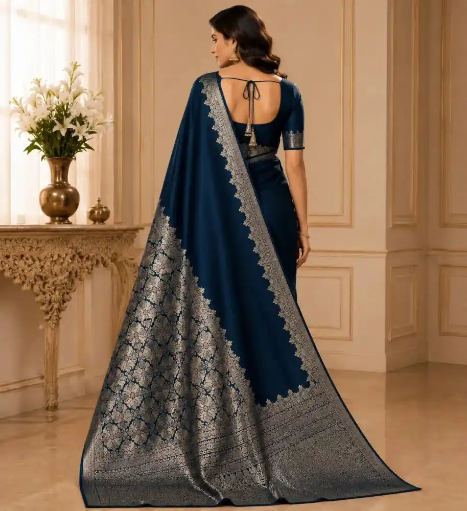 Wedding wear saree featuring traditional zari work