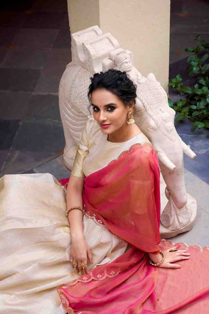 Golden ethnic lehenga side profile view