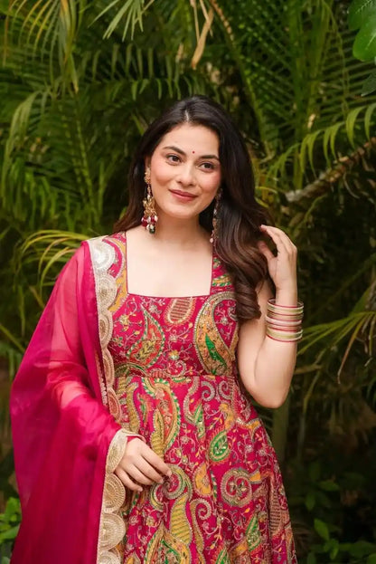 Anarkali gown Jimmy organza Silk