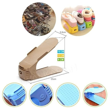 Adjustable shoe slots organizer space saving double layer shoe hold