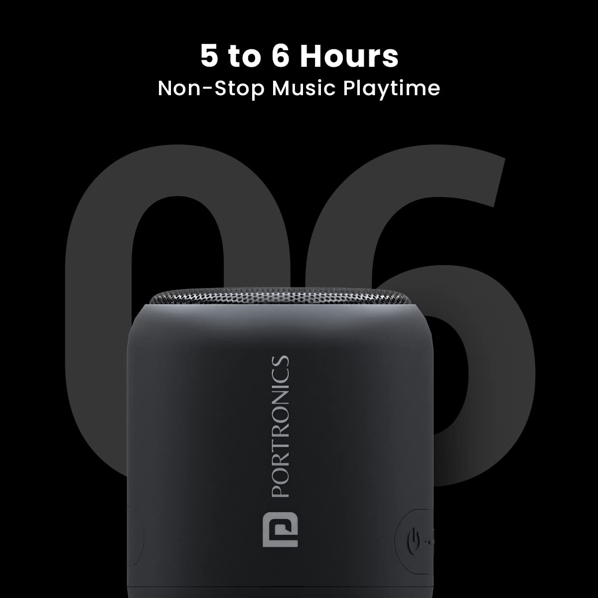 Portronics SoundDrum 1 10W TWS Portable Bluetooth 5.3 Speaker with Powerful Bass, Type C Charging Cable Included(Black)