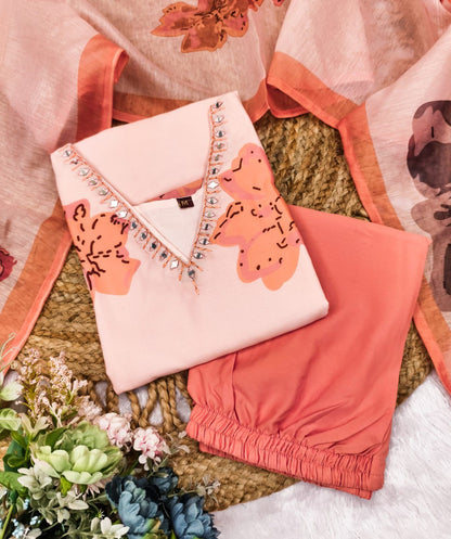 Exclusive Cotton Salwar Kameez Set with Floral Print