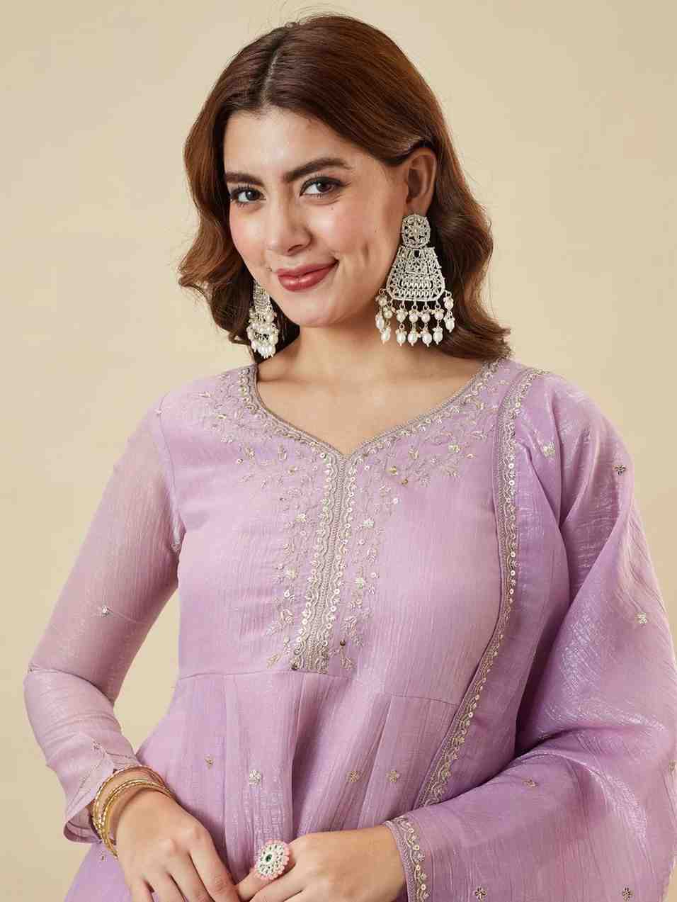 Designer crunchy silk sharara suit with embroidery and dupatta