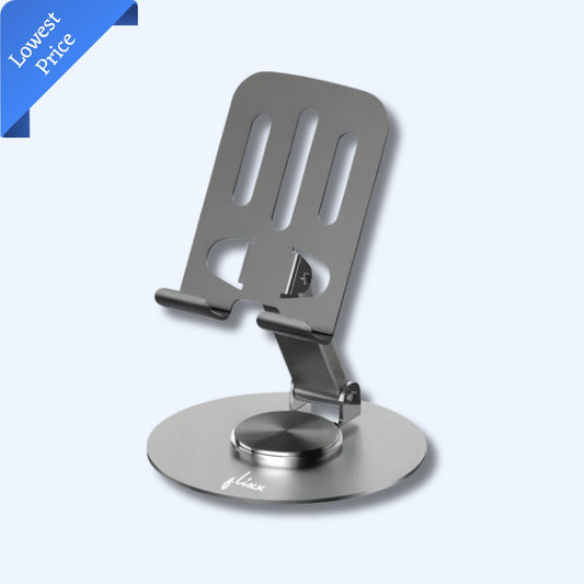 Flixx Foldable Metal Mobile & Tablet Stand | Adjustable Viewing Angle | Anti-Slip Base