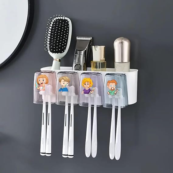 Wall Mounted Toothbrush Holder for Bathroom | Brush and Paste Holder