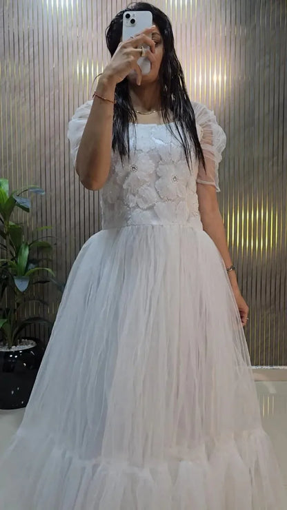 Designer Premium Soft Net Midi Dress – Party & Festive Wear