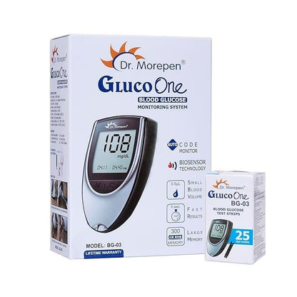 Dr Morepen GlucoOne BG 03 blood glucose monitor with 25 strips