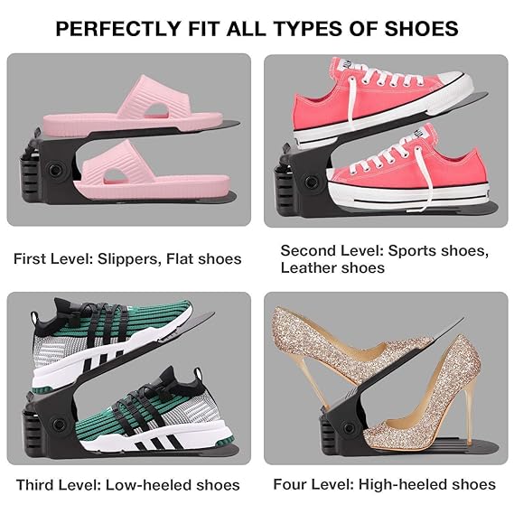 Adjustable shoe slots organizer space saving double layer shoe hold
