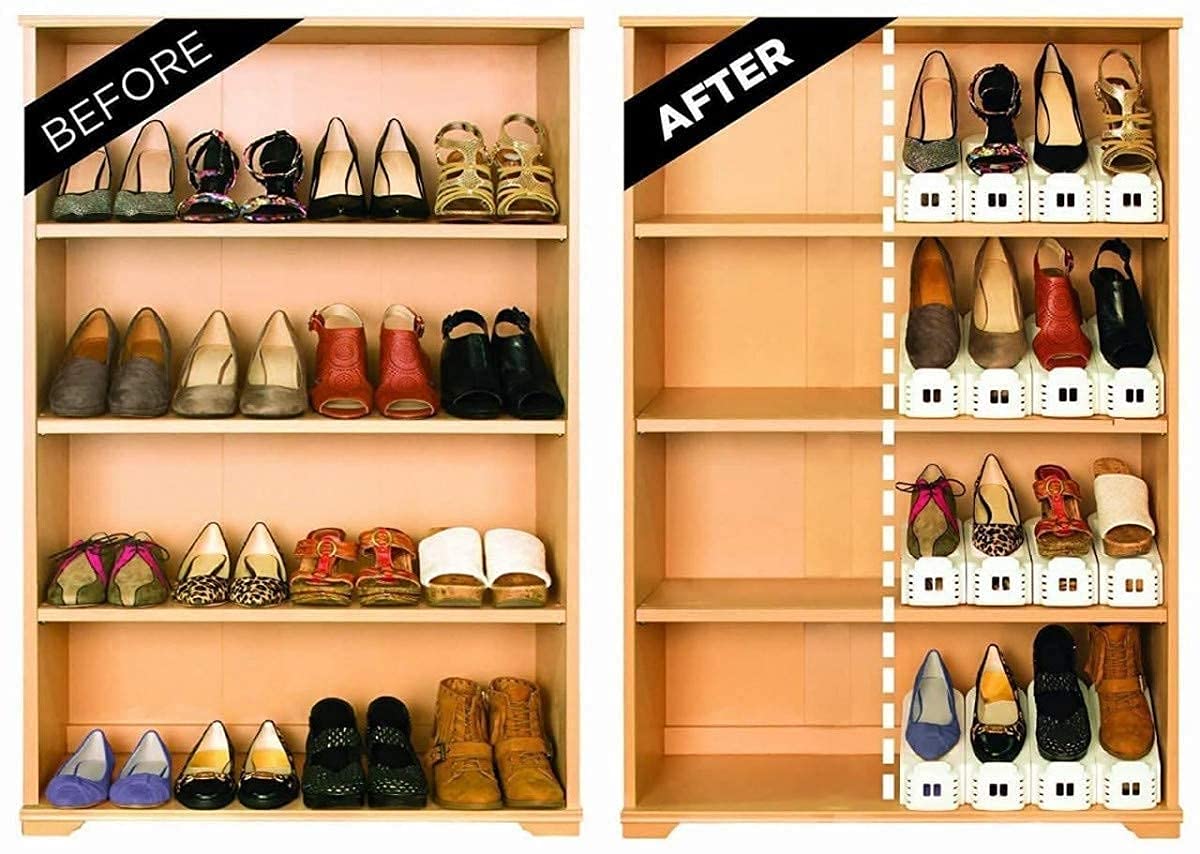 Adjustable shoe slots organizer space saving double layer shoe hold