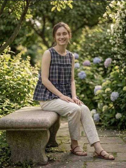 Linen cotton readymade top with bottom outfit