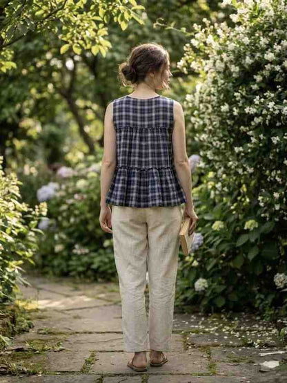 Women linen cotton outfit back design view