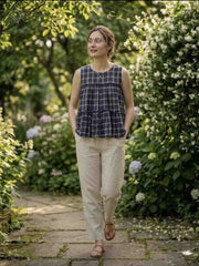Linen Cotton Readymade Top with Bottom Set