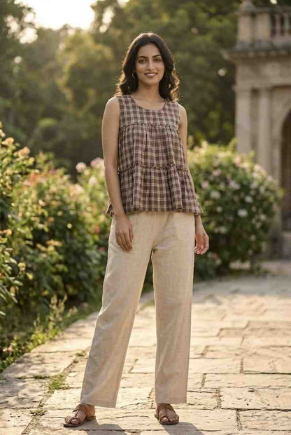 Linen cotton top with matching bottom design
