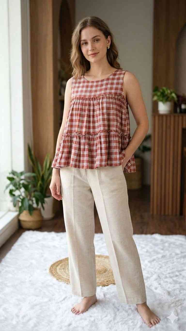 Readymade linen cotton dress set for women