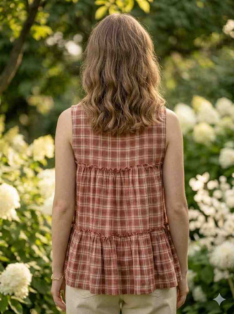 Designer woven checks top and bottom set