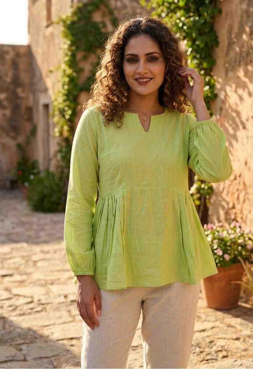 Women solid designer linen cotton outfit