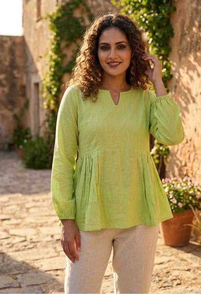 Women solid designer linen cotton outfit