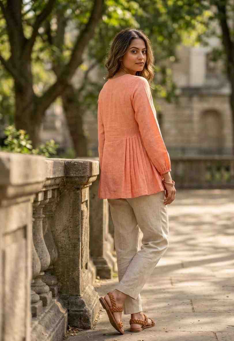 Readymade linen cotton outfit side view