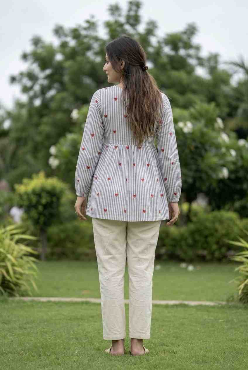 Elegant embroidered coord set back design view